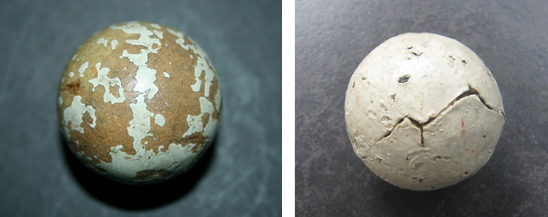 Balls showing paint and cover issues