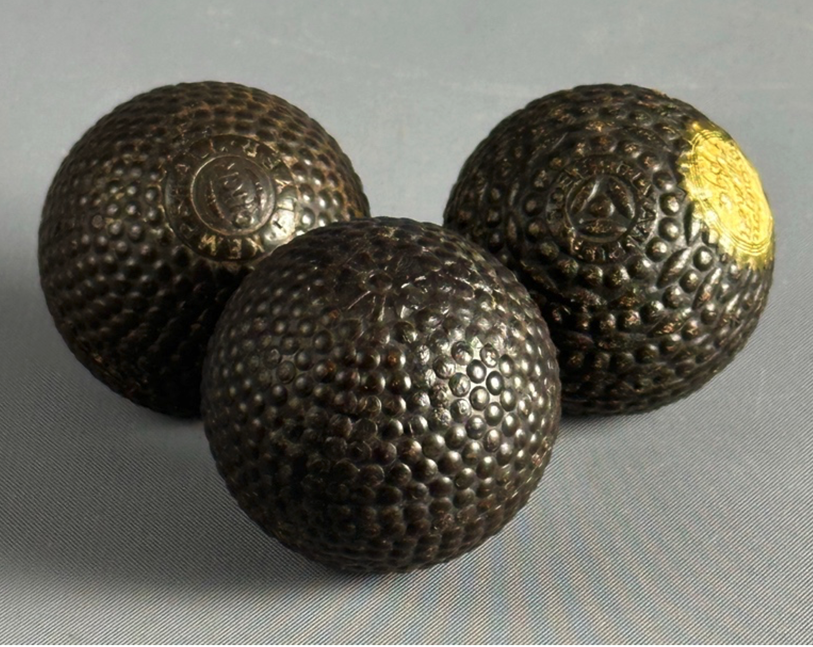 Kempshall Click, Climax rubber core balls, and Harry B. Wood FlyAnPutt ball